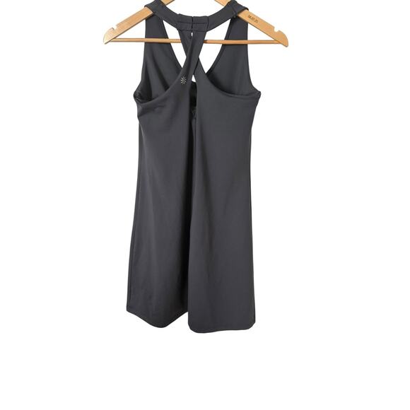 Athleta Dark Grey Small Athletic Dress V-Neck Cross Back Dress Built in Bra - Picture 2 of 4